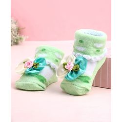 Cute Walk by Babyhug Socks Shoes With Floral Applique - Multicolor