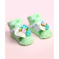 Cute Walk by Babyhug Socks Shoes With Floral Applique - Multicolor