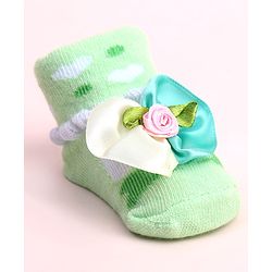 Cute Walk by Babyhug Socks Shoes With Floral Applique - Multicolor