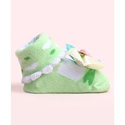 Cute Walk by Babyhug Socks Shoes With Floral Applique - Multicolor