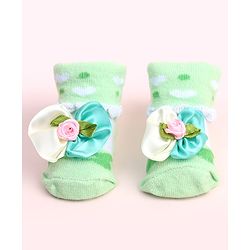 Cute Walk by Babyhug Socks Shoes With Floral Applique - Multicolor