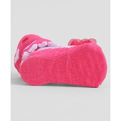 Cute Walk by Babyhug Sock Shoes With Floral Applique & Hearts Design - Multicolour