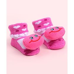 Cute Walk by Babyhug Socks Shoes With Smiley Applique - Multicolor
