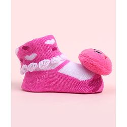 Cute Walk by Babyhug Socks Shoes With Smiley Applique - Multicolor