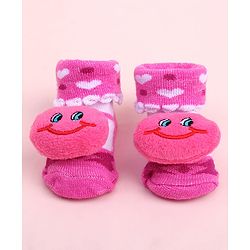 Cute Walk by Babyhug Socks Shoes With Smiley Applique - Multicolor
