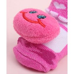 Cute Walk by Babyhug Socks Shoes With Smiley Applique - Multicolor