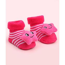 Cute Walk by Babyhug Socks Shoes With Star Applique - Multicolor