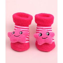Cute Walk by Babyhug Socks Shoes With Star Applique - Multicolor