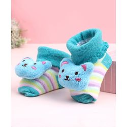 Cute Walk by Babyhug Socks Shoes With Kitty Applique - Multicolor