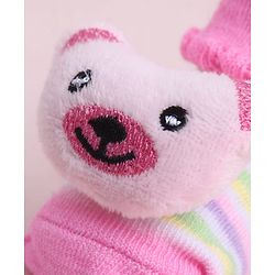 Cute Walk by Babyhug Sock Shoes With Animal Applique & Stripes Design - Multicolour