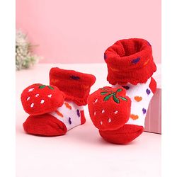 Cute Walk by Babyhug Socks Shoes With Strawberry Applique - Multicolor