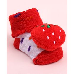 Cute Walk by Babyhug Socks Shoes With Strawberry Applique - Multicolor