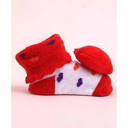 Cute Walk by Babyhug Socks Shoes With Strawberry Applique - Multicolor