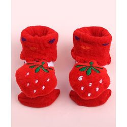Cute Walk by Babyhug Socks Shoes With Strawberry Applique - Multicolor