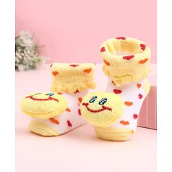 Cute Walk by Babyhug Socks Shoes With Smiley Applique - Multicolor