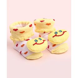 Cute Walk by Babyhug Socks Shoes With Smiley Applique - Multicolor