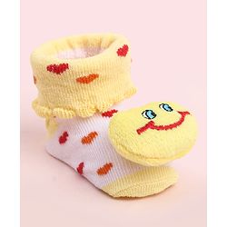Cute Walk by Babyhug Socks Shoes With Smiley Applique - Multicolor