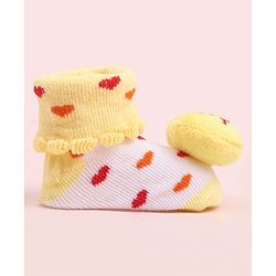 Cute Walk by Babyhug Socks Shoes With Smiley Applique - Multicolor