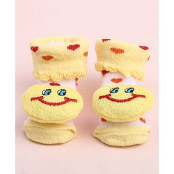 Cute Walk by Babyhug Socks Shoes With Smiley Applique - Multicolor