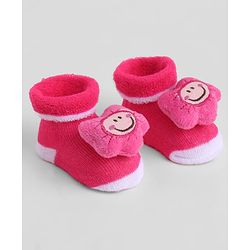 Cute Walk by Babyhug Sock Shoes With Floral Applique - Multicolour