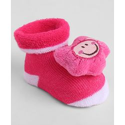 Cute Walk by Babyhug Sock Shoes With Floral Applique - Multicolour