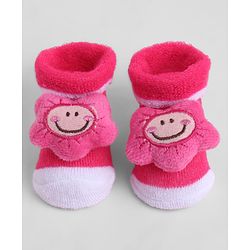 Cute Walk by Babyhug Sock Shoes With Floral Applique - Multicolour