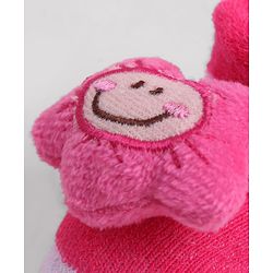 Cute Walk by Babyhug Sock Shoes With Floral Applique - Multicolour
