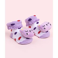 Cute Walk by Babyhug Socks Shoes With Kitty Applique - Multicolor