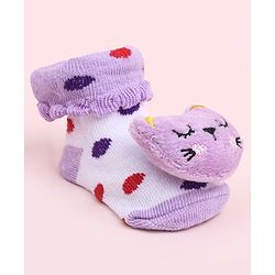 Cute Walk by Babyhug Socks Shoes With Kitty Applique - Multicolor