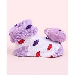 Cute Walk by Babyhug Socks Shoes With Kitty Applique - Multicolor