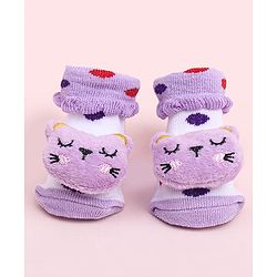 Cute Walk by Babyhug Socks Shoes With Kitty Applique - Multicolor