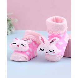 Cute Walk by Babyhug Sock Shoes With Animal Applique & Hearts Design - Multicolour