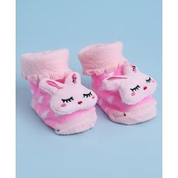 Cute Walk by Babyhug Sock Shoes With Animal Applique & Hearts Design - Multicolour