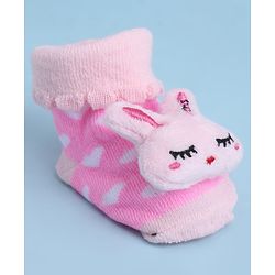 Cute Walk by Babyhug Sock Shoes With Animal Applique & Hearts Design - Multicolour