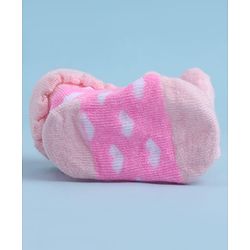 Cute Walk by Babyhug Sock Shoes With Animal Applique & Hearts Design - Multicolour