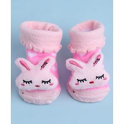 Cute Walk by Babyhug Sock Shoes With Animal Applique & Hearts Design - Multicolour
