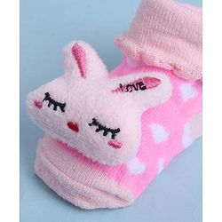 Cute Walk by Babyhug Sock Shoes With Animal Applique & Hearts Design - Multicolour