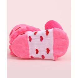 Cute Walk by Babyhug Socks Shoes With Heart Applique - Multicolor