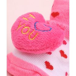 Cute Walk by Babyhug Socks Shoes With Heart Applique - Multicolor
