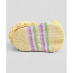 Cute Walk by Babyhug Sock Shoes With Bee Applique & Stripes Design - Multicolour