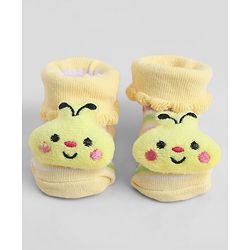 Cute Walk by Babyhug Sock Shoes With Bee Applique & Stripes Design - Multicolour
