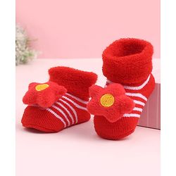 Cute Walk by Babyhug Socks Shoes With Floral Applique - Multicolor
