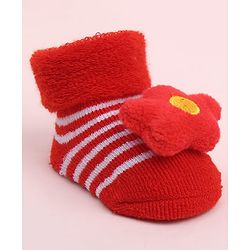 Cute Walk by Babyhug Socks Shoes With Floral Applique - Multicolor