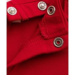 Babyhug 100% Cotton Knit Half Frill Sleeves Heart Printed Top - Red