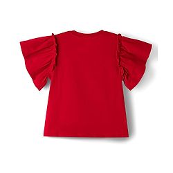 Babyhug 100% Cotton Knit Half Frill Sleeves Heart Printed Top - Red