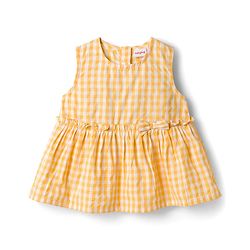 Babyhug Cotton Woven Sleeveless Checks Top & Shorts Co-ord Set - Yellow