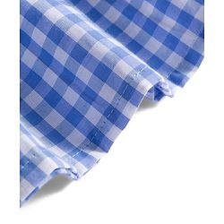 Babyhug Cotton Woven Sleeveless Checkered Co-ords Top & Shorts Set with Bow Applique - Sea Light Blue