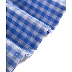 Babyhug Cotton Woven Sleeveless Checkered Co-ords Top & Shorts Set with Bow Applique - Sea Light Blue