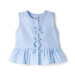 Babyhug Cotton Woven Sleeveless Striped Top & Shorts Co-ord Set - Sky Blue