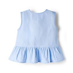 Babyhug Cotton Woven Sleeveless Striped Top & Shorts Co-ord Set - Sky Blue